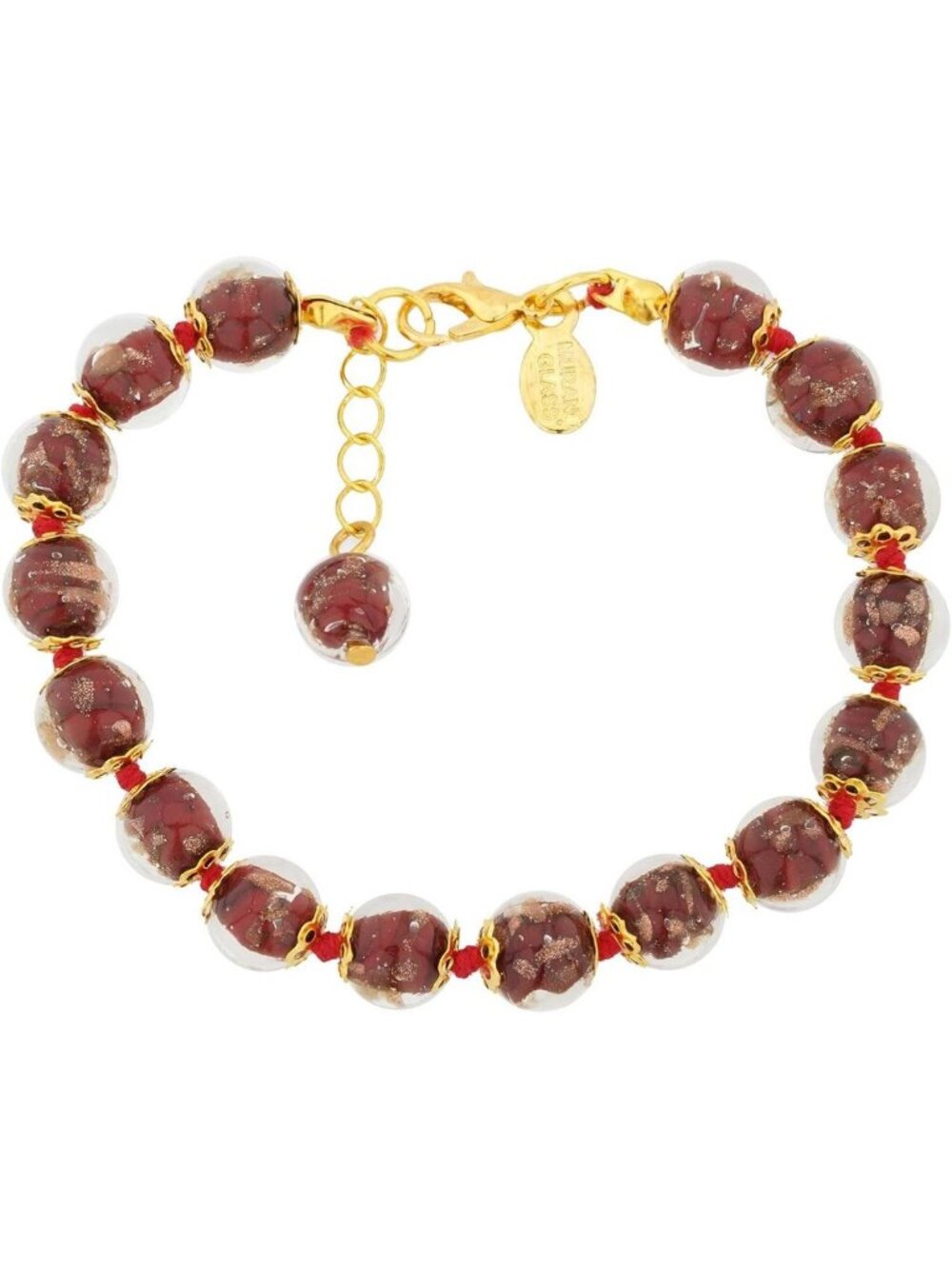 Handmade Sparkling Red Murano Glass Bracelet - Italian Blown Glass Jewelry for